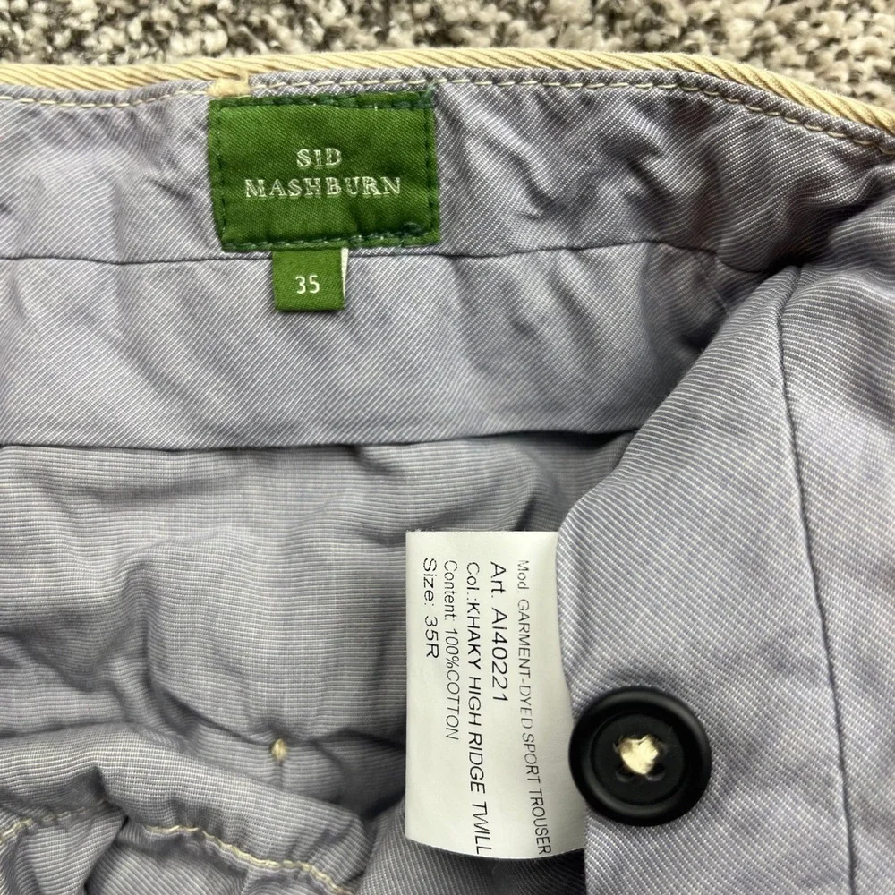 Sid Mashburn Trouser Mens 32X27  Khaki Garment Dyed Sport Twill Cotton cuffed